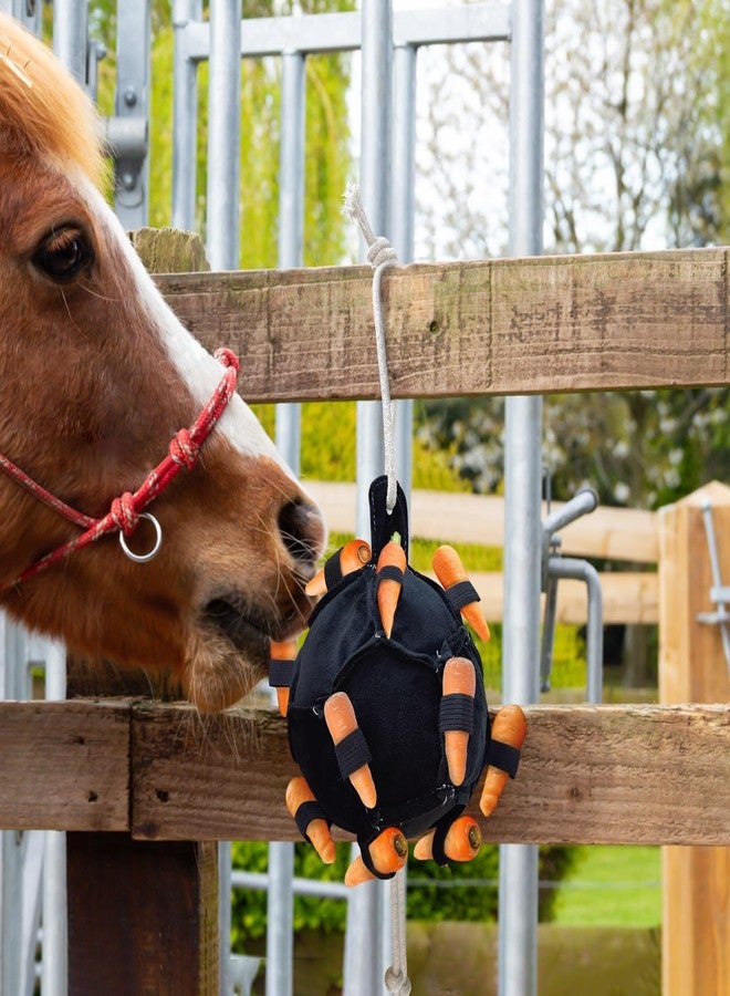 La La Pet Hanging Carrot Feeding Ball Interactive Feed Toy Relieve Stress and Avoid Boredom Equine Pony Cattle and Goat Treat Hay Balls Horse Stable Supplies Black - Image 2